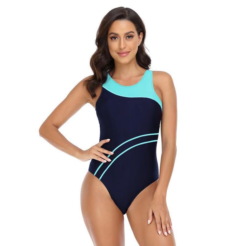 (image for) Women's Color Block One‑Piece Athletic Swimsuit Racing Training Competitive Bathing Suit