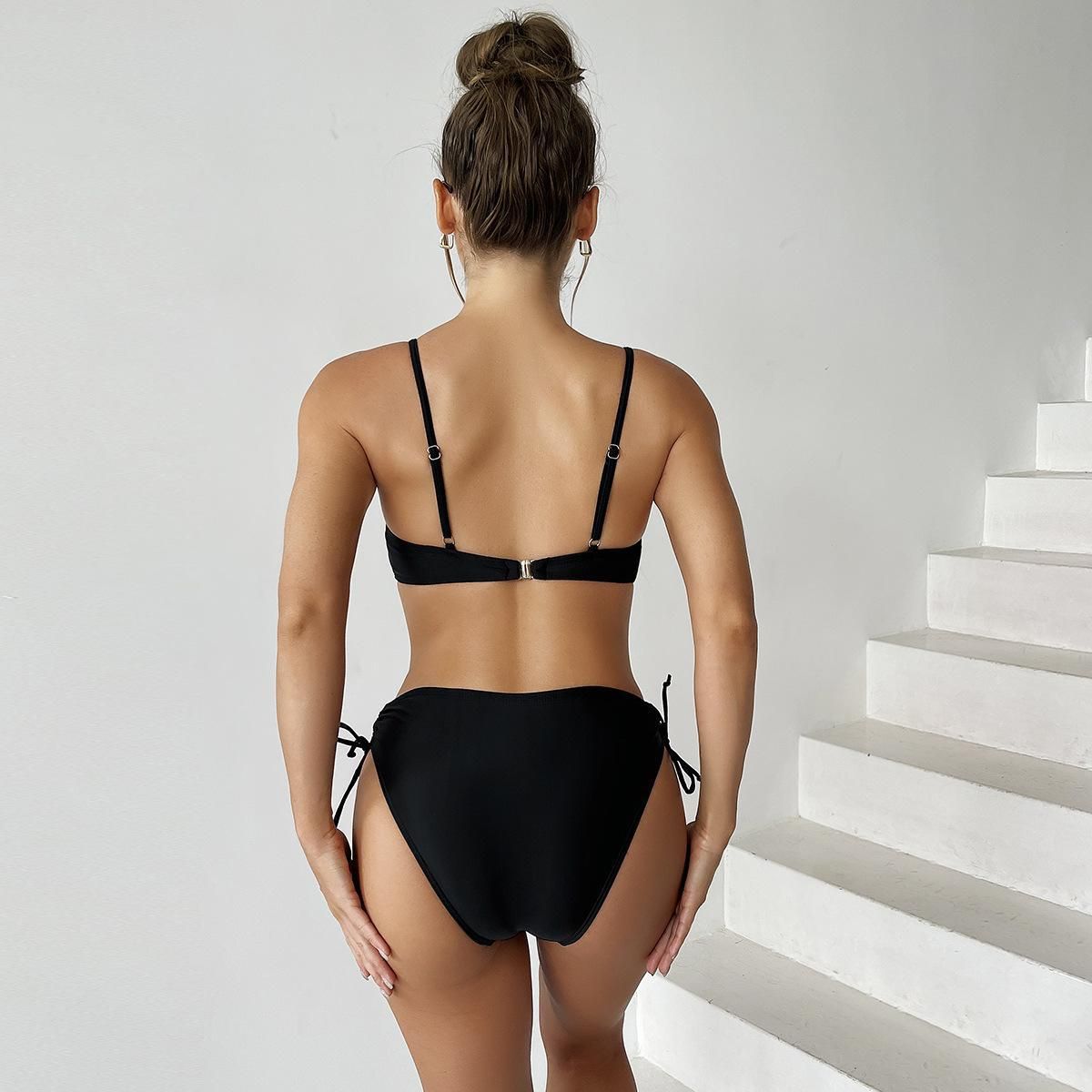 (image for) Women Color‑Block Underwire Cutout One‑Piece Swimsuit, Sexy Spaghetti Strap Bathing Suit