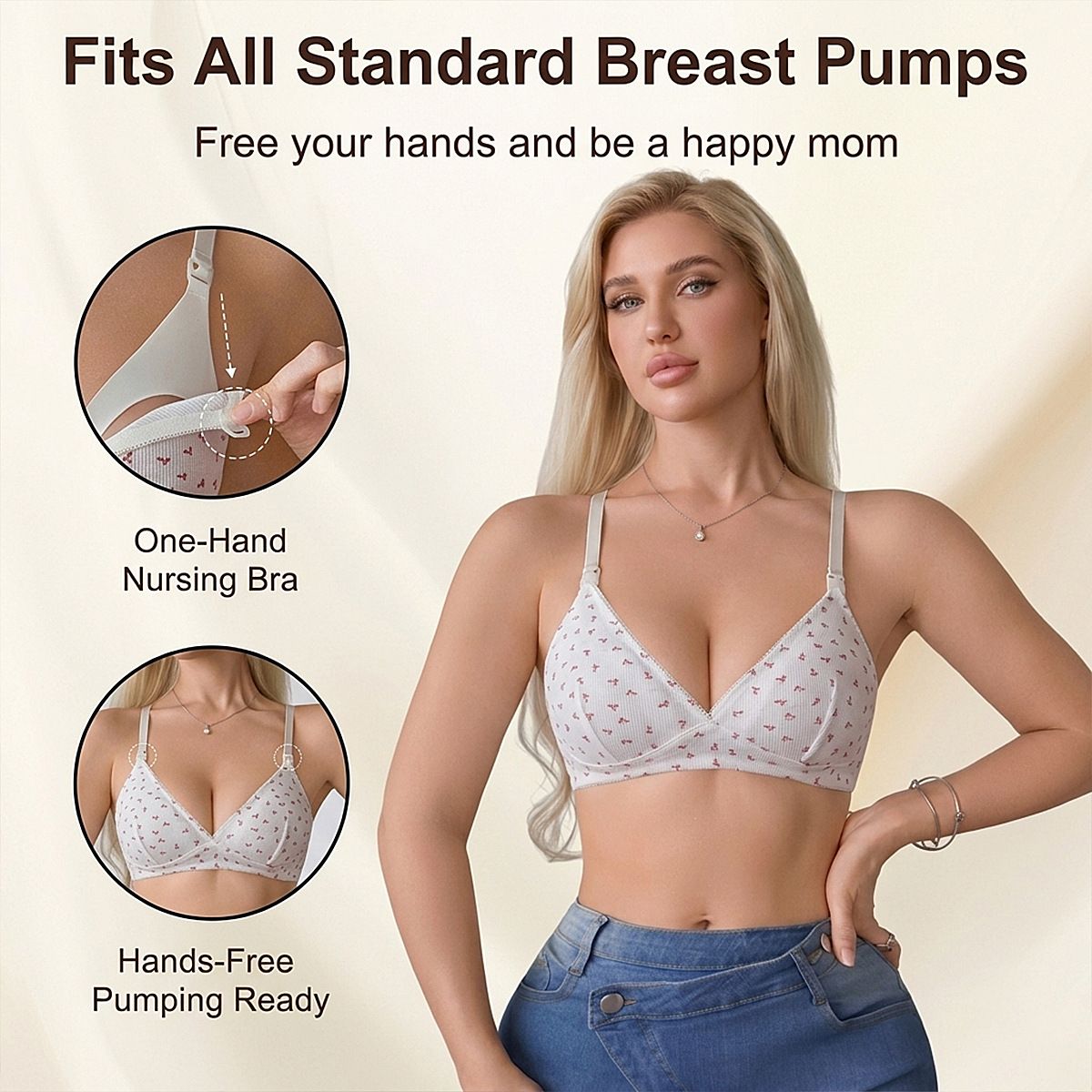 (image for) Women's Front Closure Wireless Nursing Bra Ultra-Thin Side Leak-Proof Adjustable Strap All-Stage Maternity Breastfeeding Bra