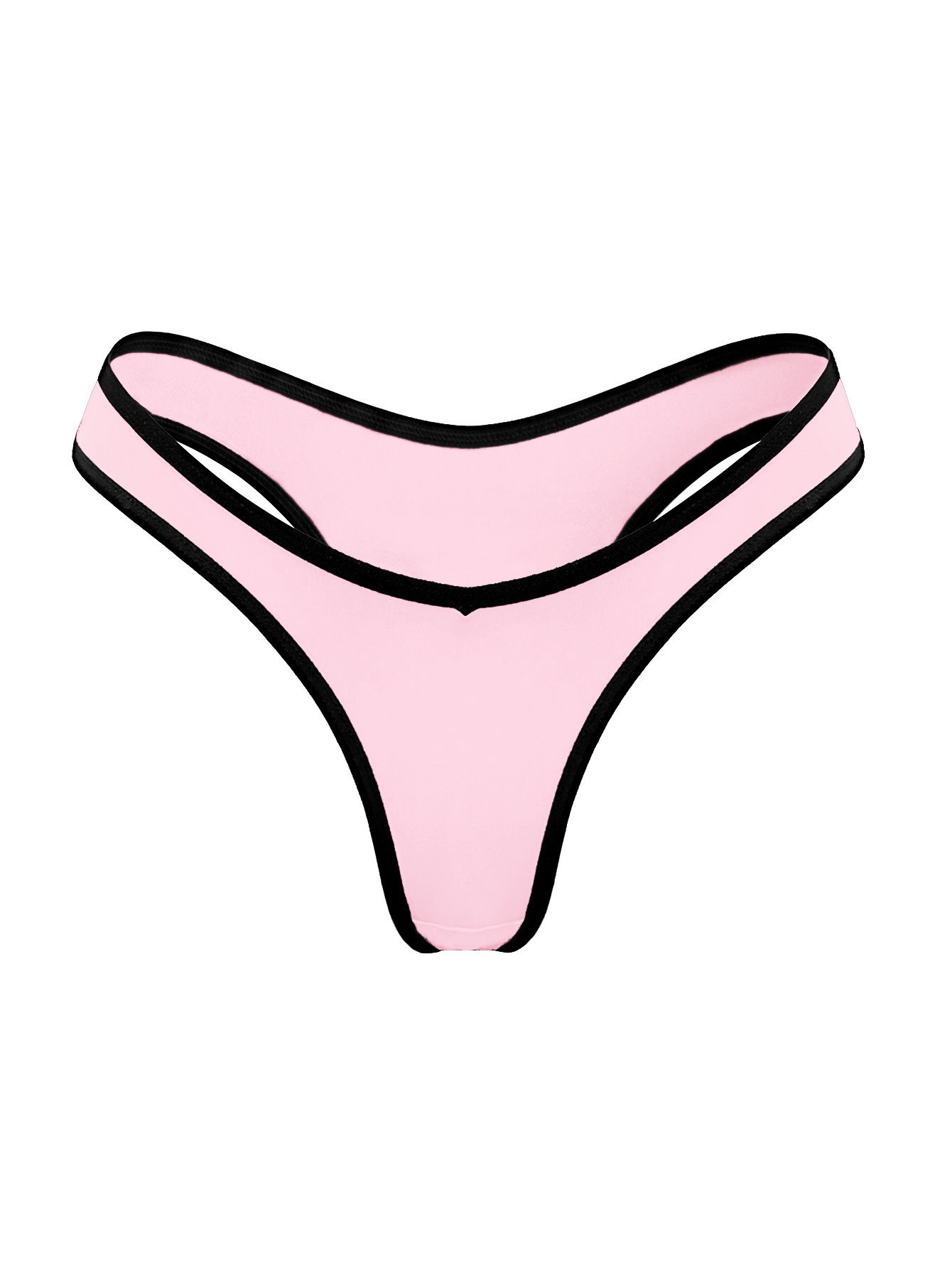 (image for) Women's Contrast Trim Low Rise Thong Panties Seamless Breathable Cotton Gusset Soft Stretch Everyday Intimates for Teens