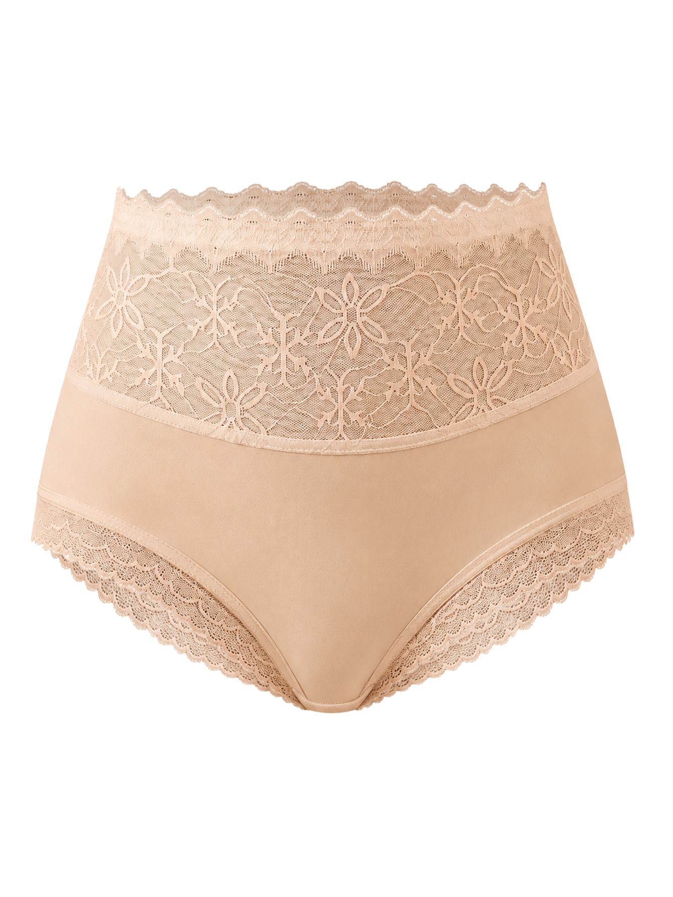 (image for) Women's High Waist Lace Waistband Tummy Control Briefs Thin Seamless Sheer Stretch Cotton Gusset Breathable Everyday Panties