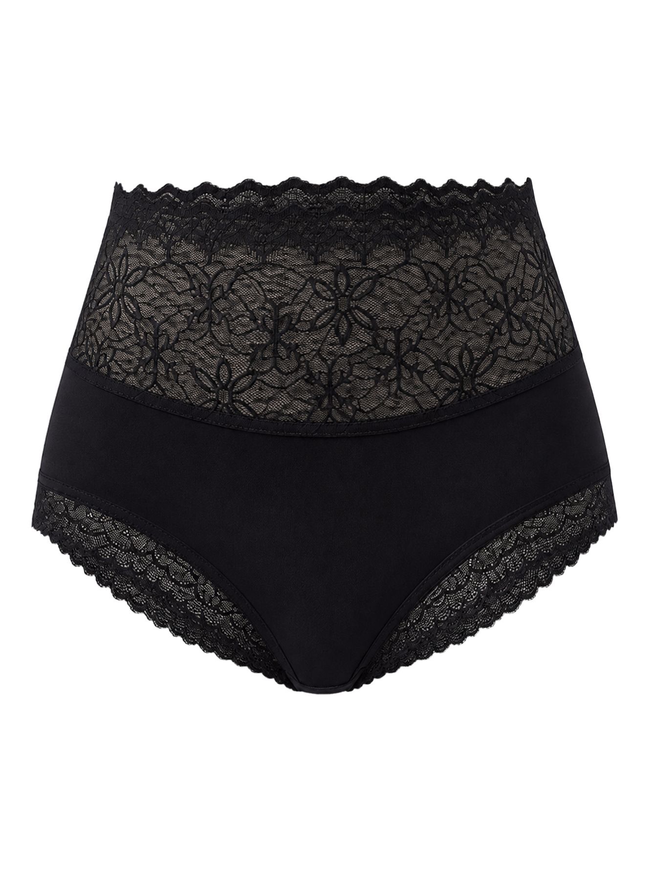 (image for) Women's High Waist Lace Waistband Tummy Control Briefs Thin Seamless Sheer Stretch Cotton Gusset Breathable Everyday Panties