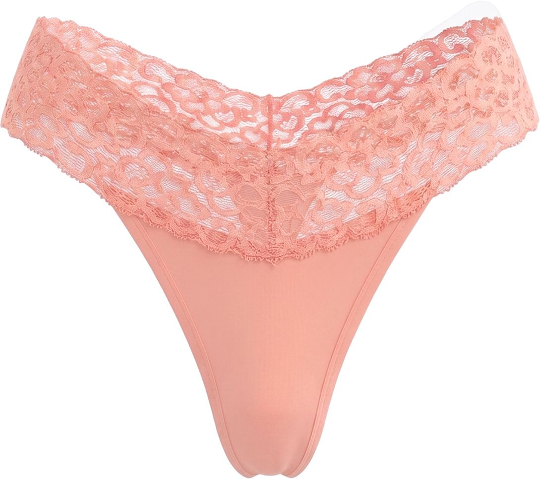 (image for) Women's Low Rise Lace Waistband Thong Panties No Show Non-Digging Breathable Cotton Gusset Soft Stretch Sexy Everyday Intimates