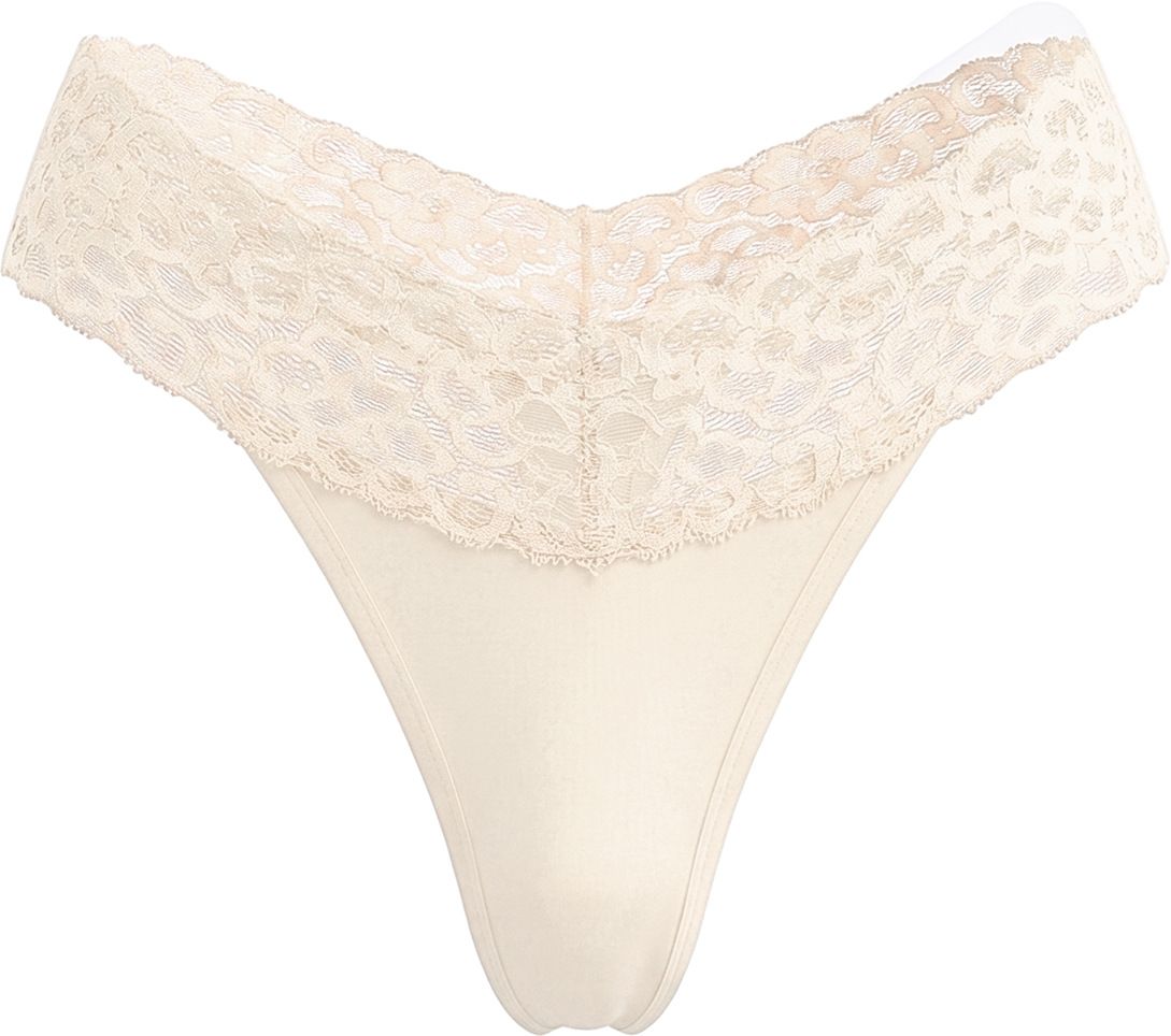 (image for) Women's Low Rise Lace Waistband Thong Panties No Show Non-Digging Breathable Cotton Gusset Soft Stretch Sexy Everyday Intimates