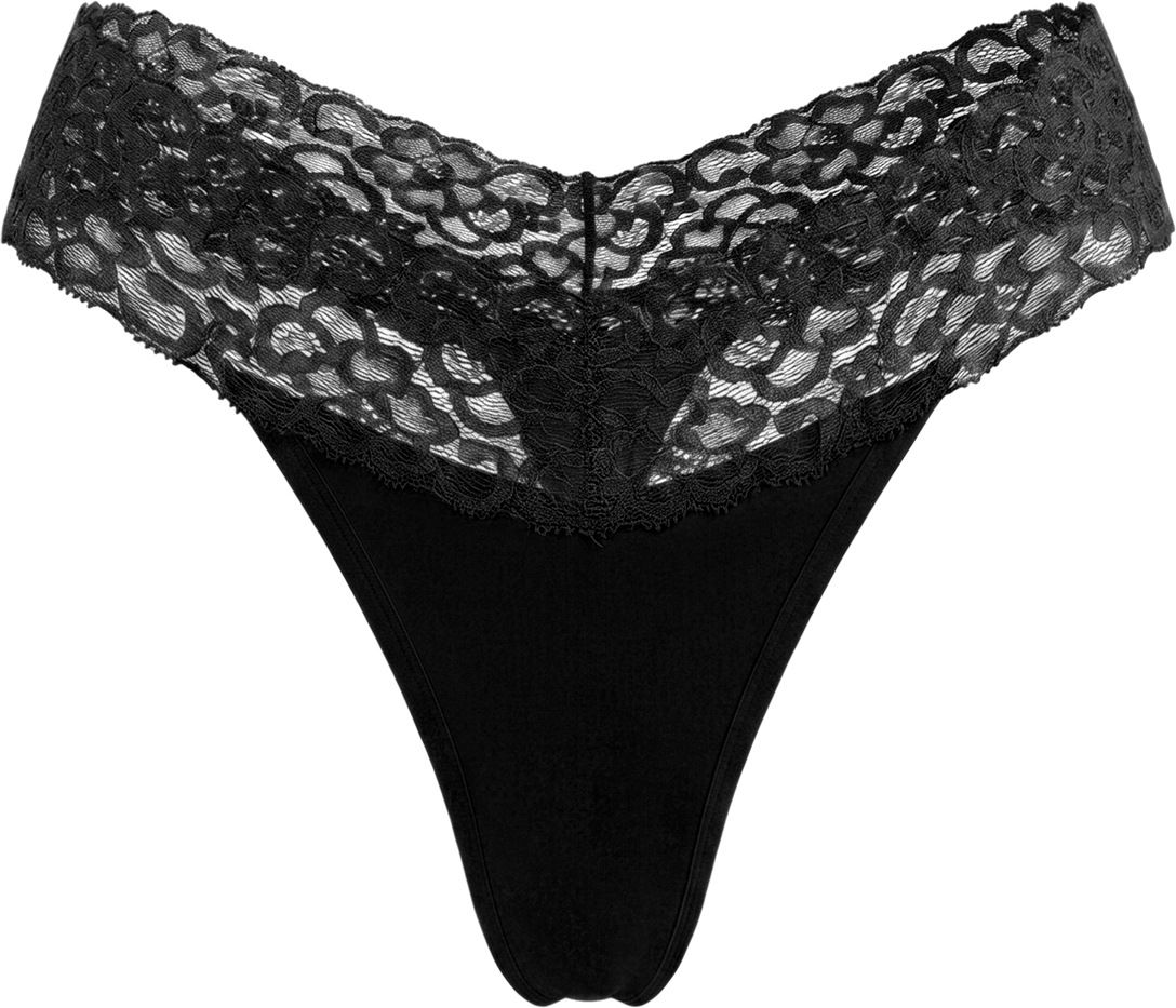 (image for) Women's Low Rise Lace Waistband Thong Panties No Show Non-Digging Breathable Cotton Gusset Soft Stretch Sexy Everyday Intimates