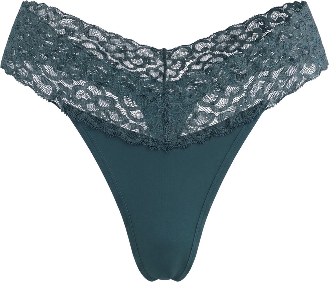 (image for) Women's Low Rise Lace Waistband Thong Panties No Show Non-Digging Breathable Cotton Gusset Soft Stretch Sexy Everyday Intimates