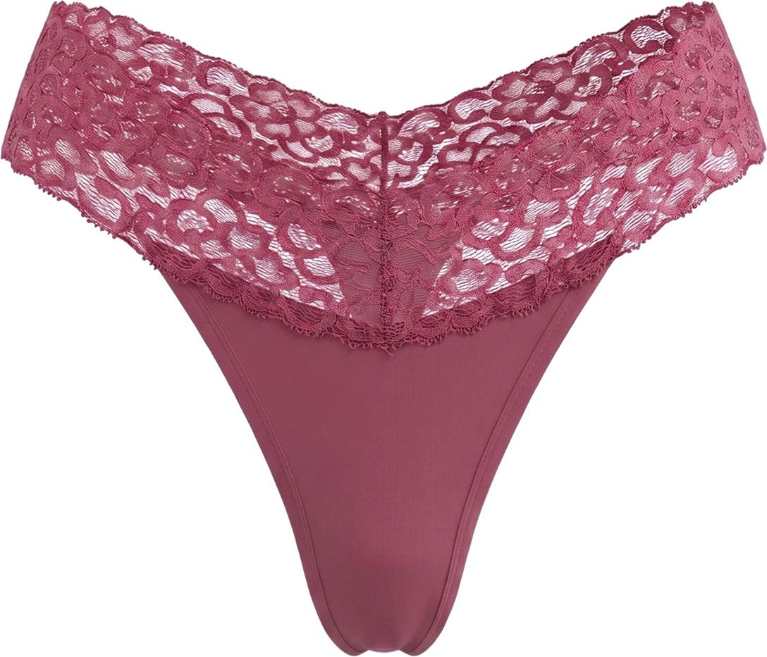 (image for) Women's Low Rise Lace Waistband Thong Panties No Show Non-Digging Breathable Cotton Gusset Soft Stretch Sexy Everyday Intimates