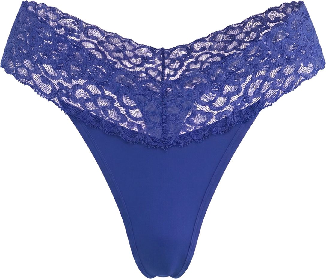 (image for) Women's Low Rise Lace Waistband Thong Panties No Show Non-Digging Breathable Cotton Gusset Soft Stretch Sexy Everyday Intimates