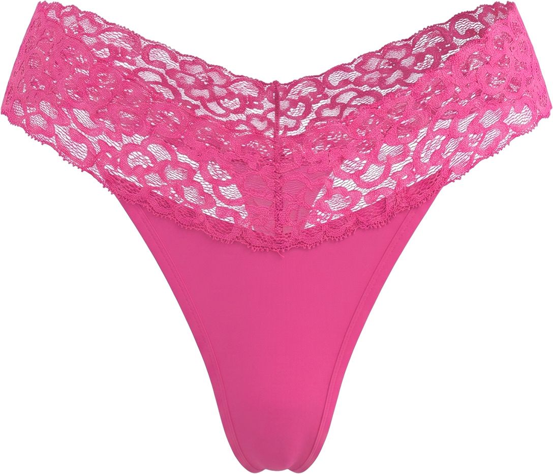 (image for) Women's Low Rise Lace Waistband Thong Panties No Show Non-Digging Breathable Cotton Gusset Soft Stretch Sexy Everyday Intimates