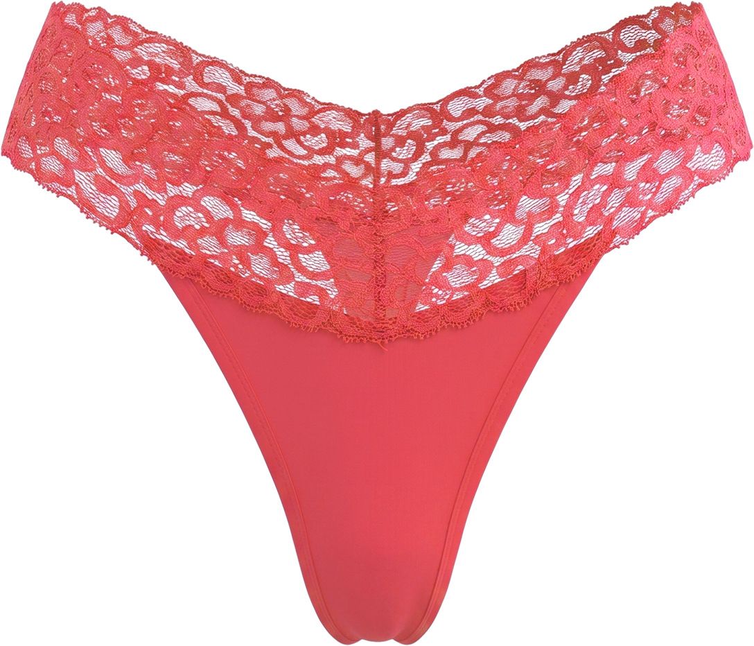 (image for) Women's Low Rise Lace Waistband Thong Panties No Show Non-Digging Breathable Cotton Gusset Soft Stretch Sexy Everyday Intimates