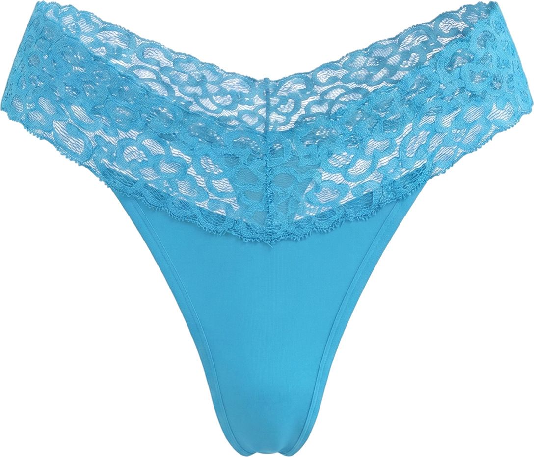 (image for) Women's Low Rise Lace Waistband Thong Panties No Show Non-Digging Breathable Cotton Gusset Soft Stretch Sexy Everyday Intimates