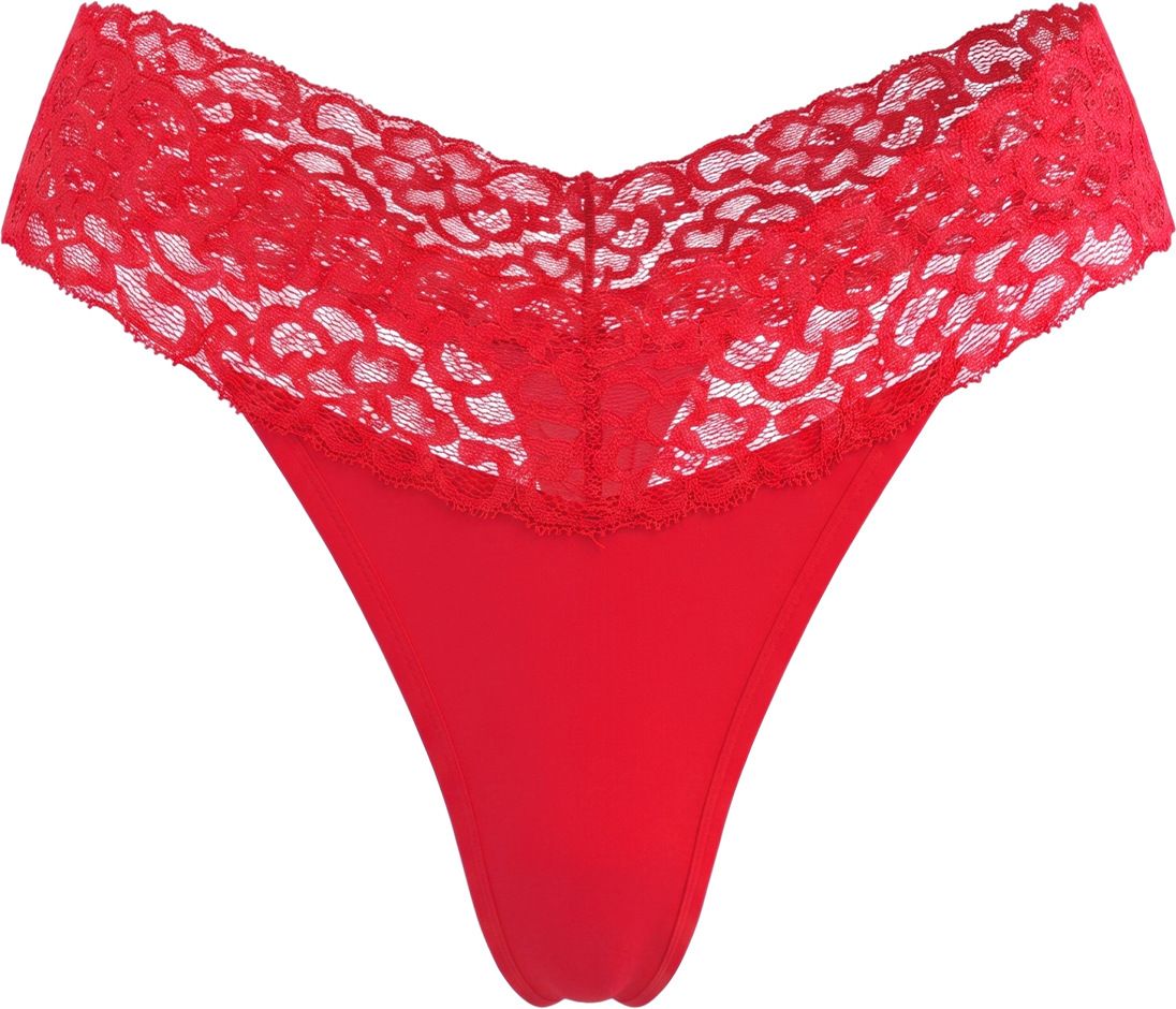 (image for) Women's Low Rise Lace Waistband Thong Panties No Show Non-Digging Breathable Cotton Gusset Soft Stretch Sexy Everyday Intimates