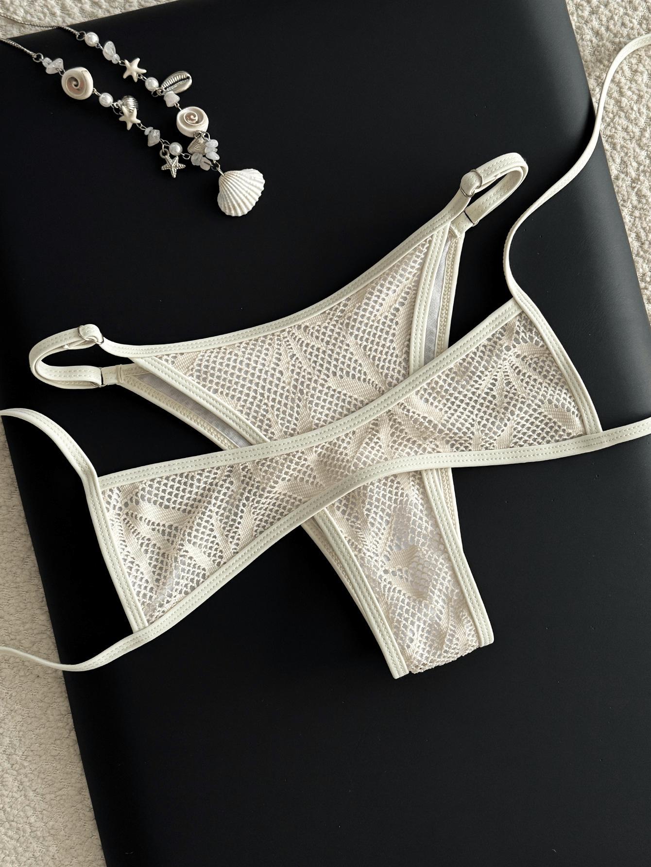 (image for) Women Solid Color Micro Triangle Bikini Set Sexy Three Point Minimalist High Cut Two Piece Beach Vacation Swimwear 3 Colors
