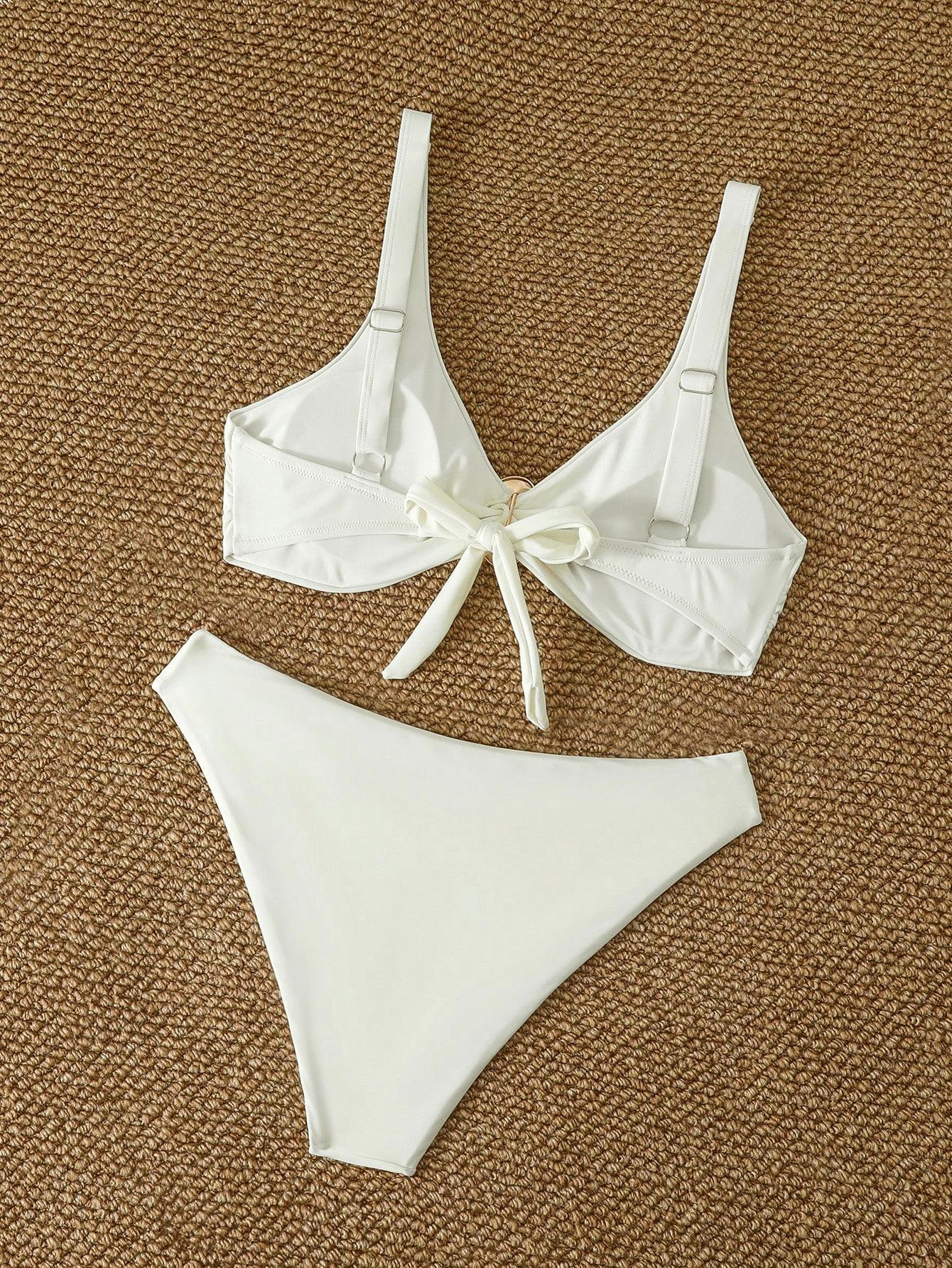(image for) Women Gold O-Ring Wide Strap Bikini Set Padded Luxury Swimwear