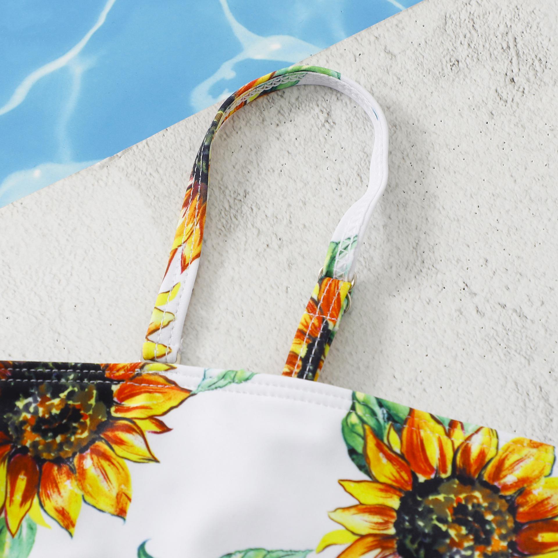 (image for) Girls 3‑Piece Printed Bikini Swimsuit Set Kids Spaghetti Strap Bathing Suit With Shorts 130‑160