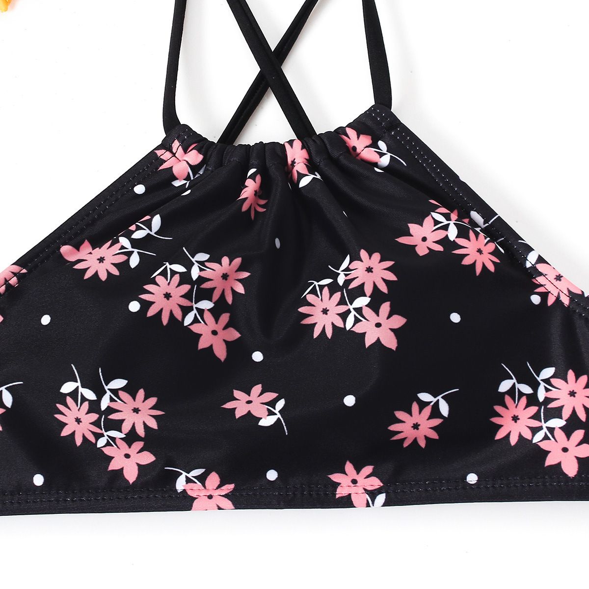 (image for) Girls Floral Print Two‑Piece Bikini Swimsuit Side Tie Kids Bathing Suit Set 130‑160