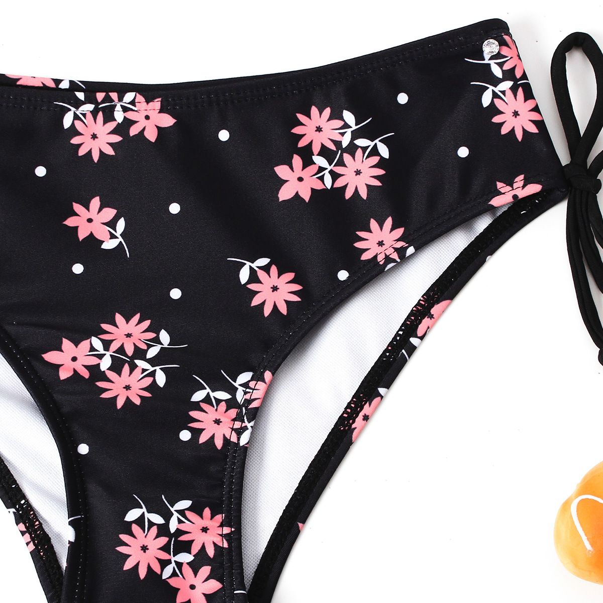 (image for) Girls Floral Print Two‑Piece Bikini Swimsuit Side Tie Kids Bathing Suit Set 130‑160
