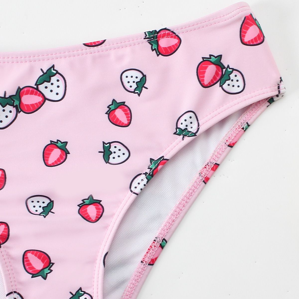 (image for) Girls Cartoon Paw‑Print Two‑Piece Swimsuit One‑Shoulder Ruffle Kids Bikini Set 130‑160