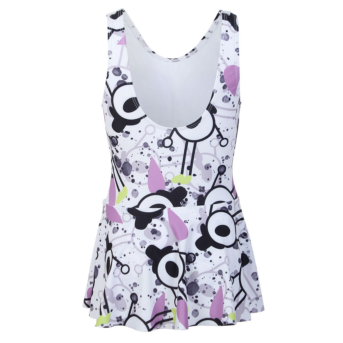 (image for) Girls Printed Skirted One‑Piece Swimsuit Kids Sleeveless Dress Style Bathing Suit 130‑160