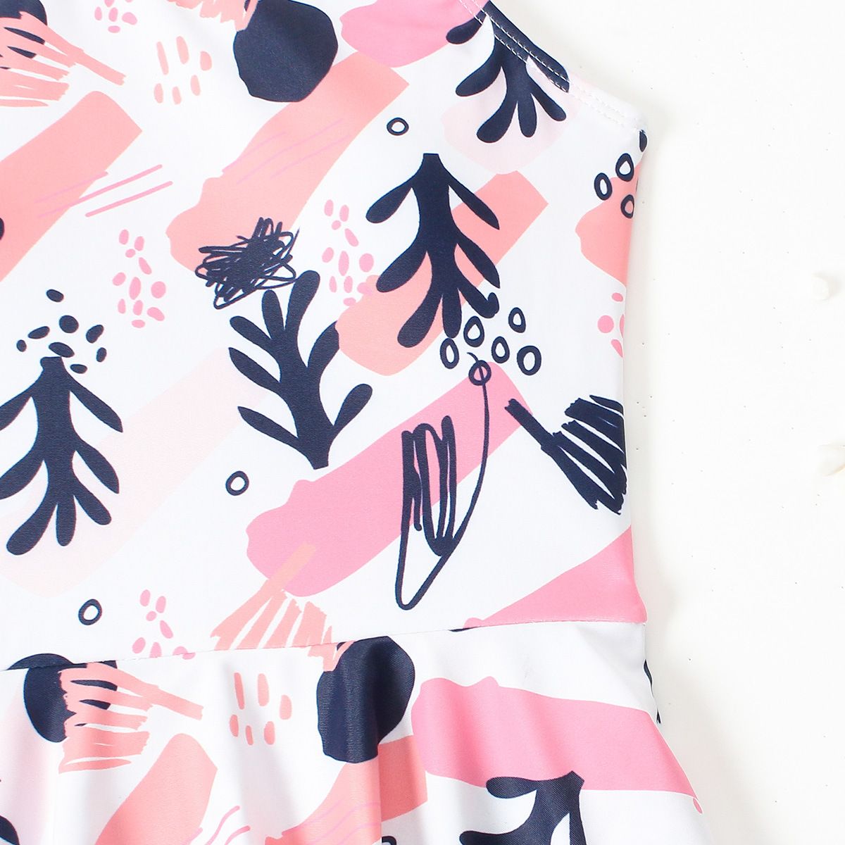 (image for) Girls Printed Skirted One‑Piece Swimsuit Kids Sleeveless Dress Style Bathing Suit 130‑160