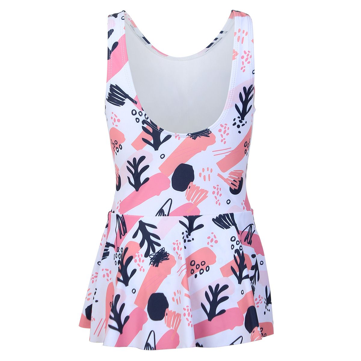 (image for) Girls Printed Skirted One‑Piece Swimsuit Kids Sleeveless Dress Style Bathing Suit 130‑160