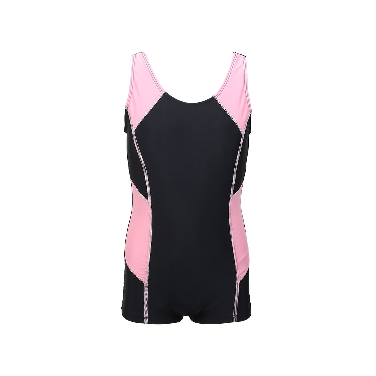 (image for) Girls Sport One‑Piece Boy‑Short Swimsuit Kids Color Block Athletic Bathing Suit 130‑160