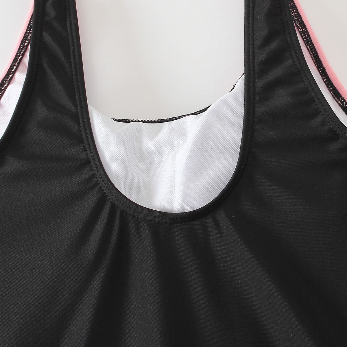 (image for) Girls Sport One‑Piece Boy‑Short Swimsuit Kids Color Block Athletic Bathing Suit 130‑160