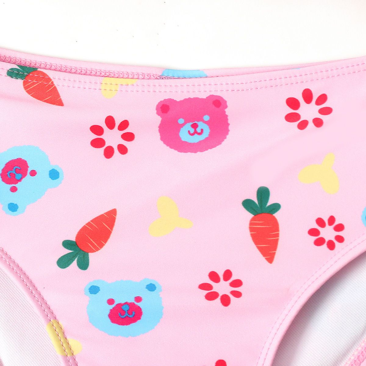 (image for) Girls Cartoon Print Two‑Piece Bikini Swimsuit Ruffle Cross Back Kids Bathing Suit 130‑160