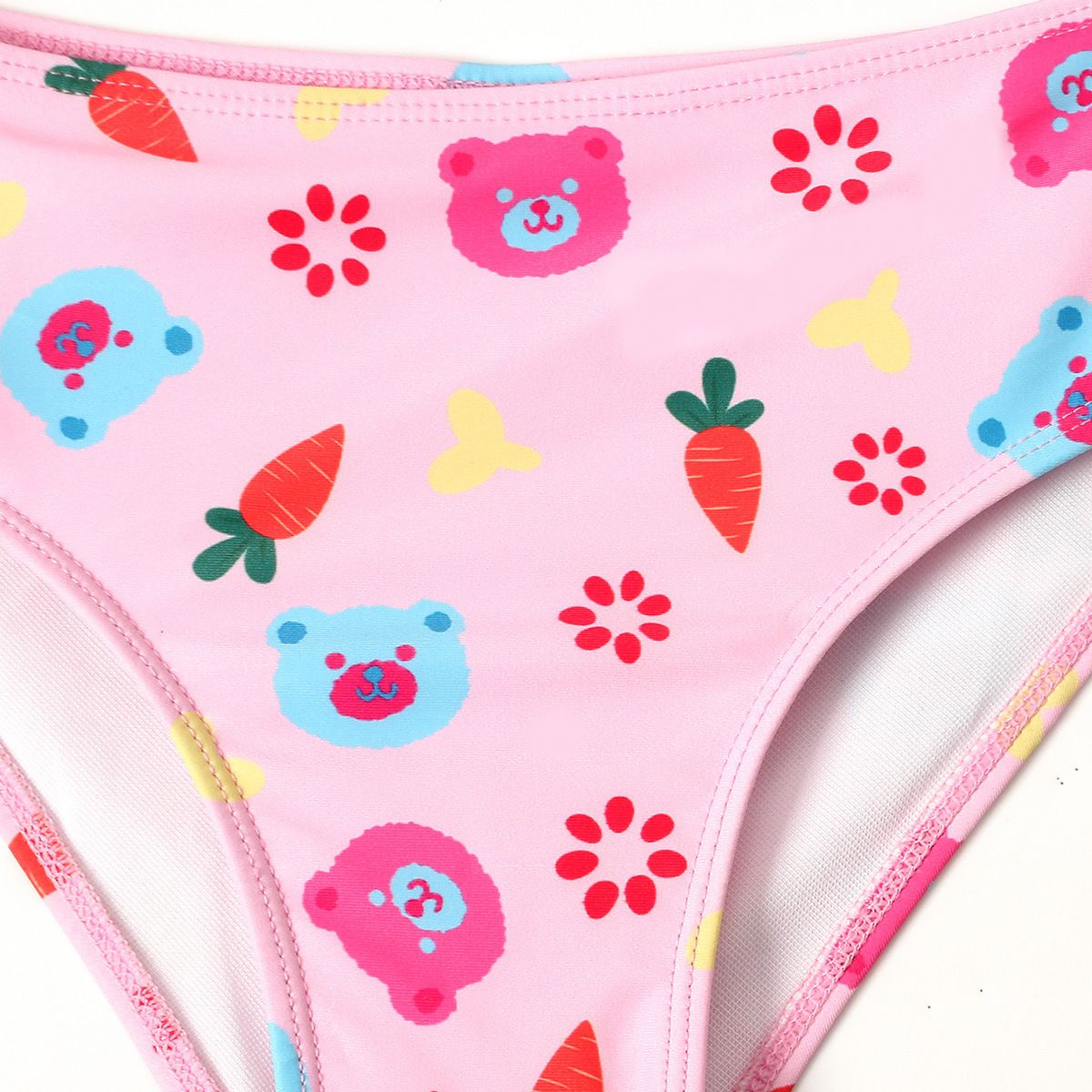 (image for) Girls Cartoon Print Two‑Piece Bikini Swimsuit Ruffle Cross Back Kids Bathing Suit 130‑160