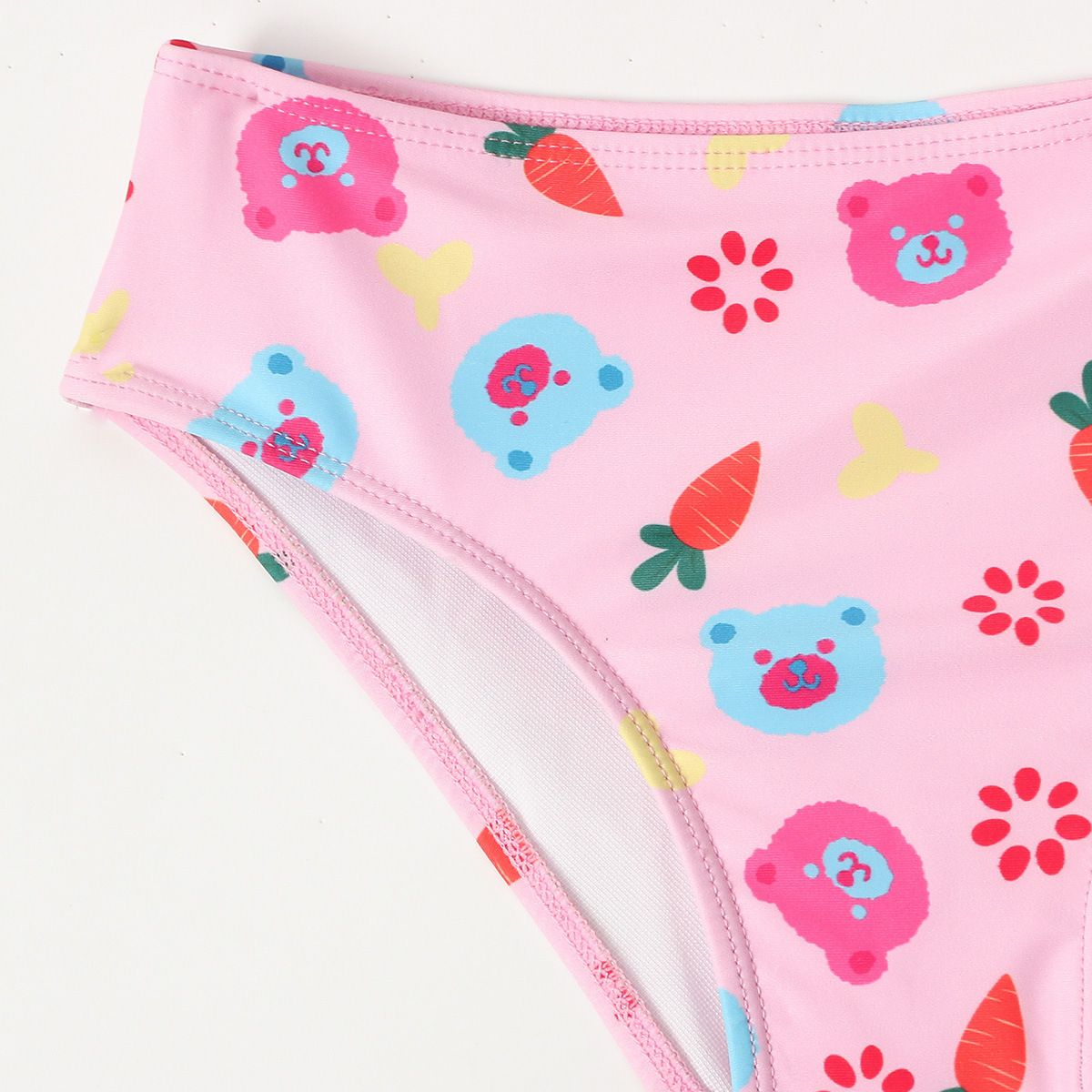 (image for) Girls Cartoon Print Two‑Piece Bikini Swimsuit Ruffle Cross Back Kids Bathing Suit 130‑160