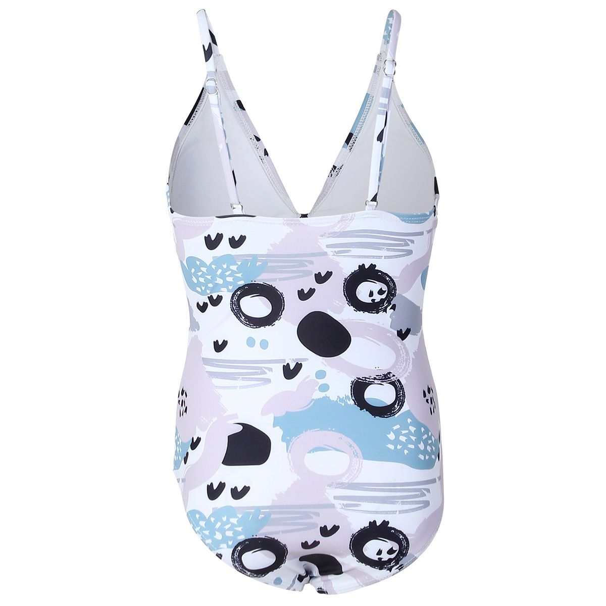 (image for) Girls Floral Print V‑Neck One‑Piece Swimsuit Bow Detail Kids Bathing Suit 130‑160
