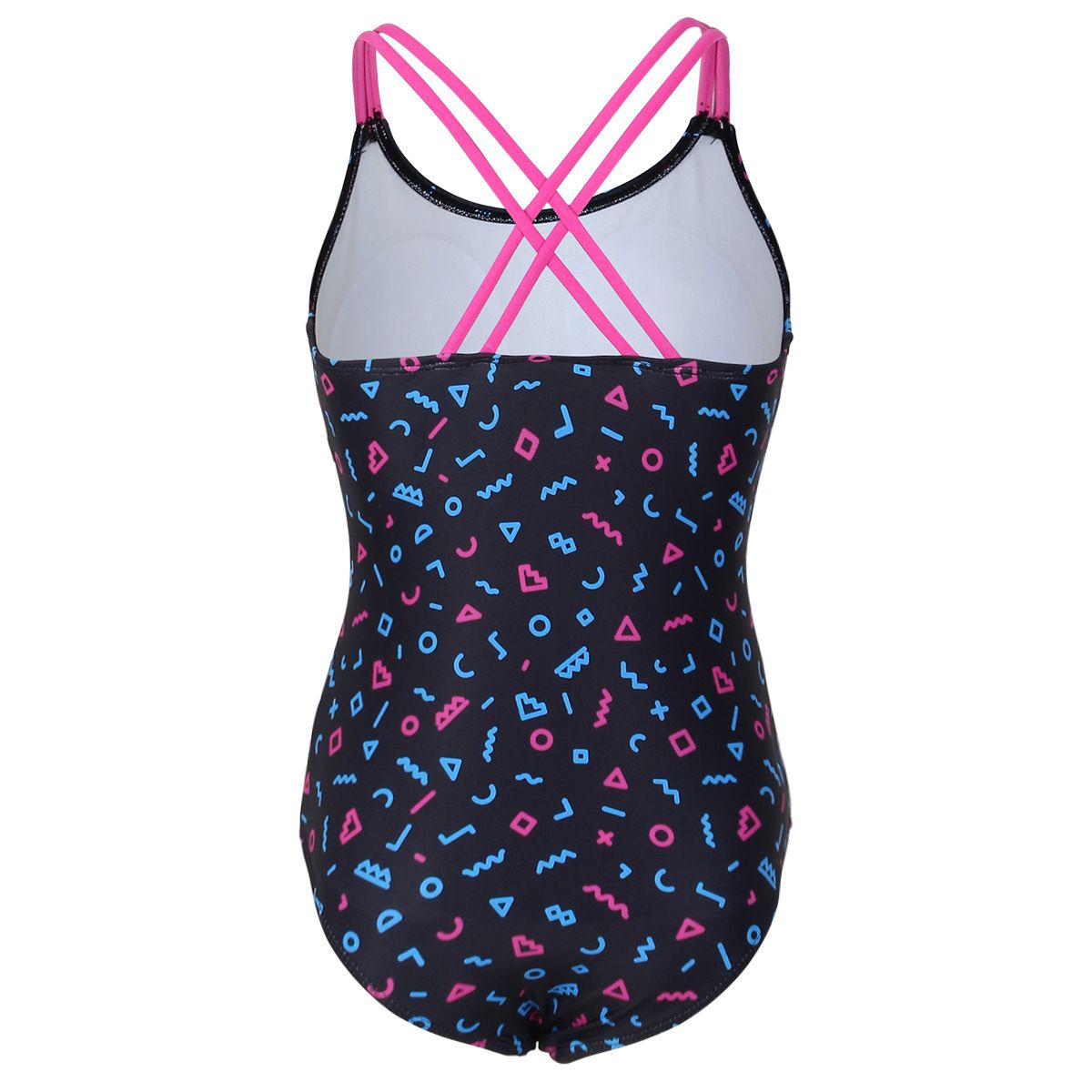 (image for) Girls Letter Print One‑Piece Swimsuit Cross Back Kids Bathing Suit Children Swimwear 130‑160