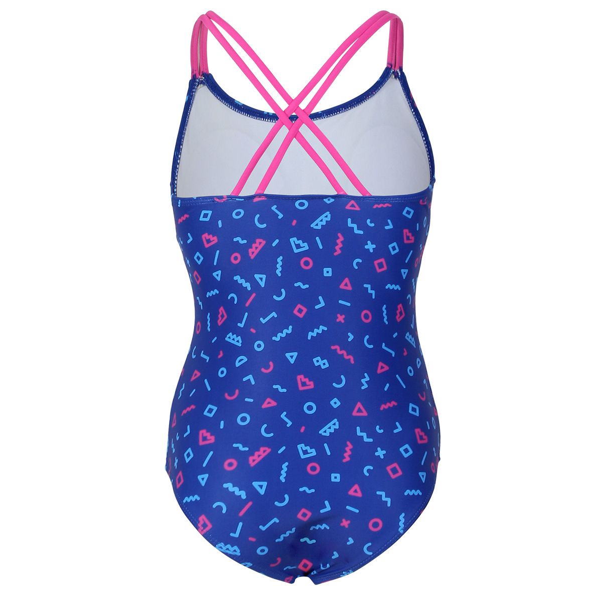 (image for) Girls Letter Print One‑Piece Swimsuit Cross Back Kids Bathing Suit Children Swimwear 130‑160