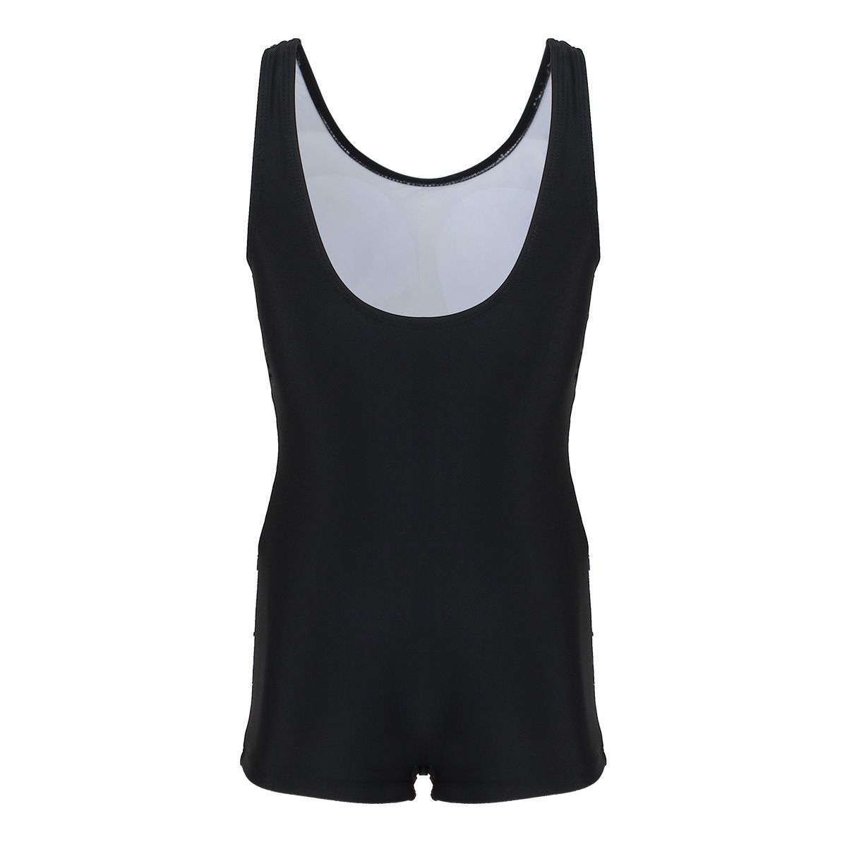 (image for) Girls Sporty One‑Piece Boyleg Swimsuit Color Block Tie‑Dye Kids Competitive Swimwear 130‑160