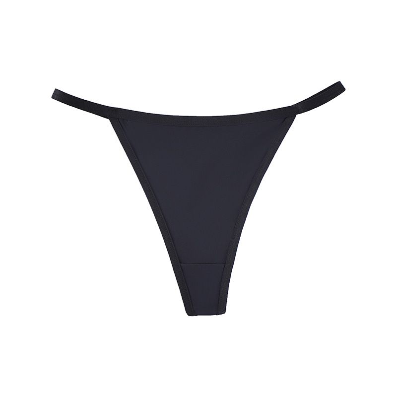(image for) Women Mid Rise Ultra-Thin Ice Silk Thong Panties Seamless Breathable Butt Lifting Cotton Crotch Sexy Lightweight Everyday Intimates