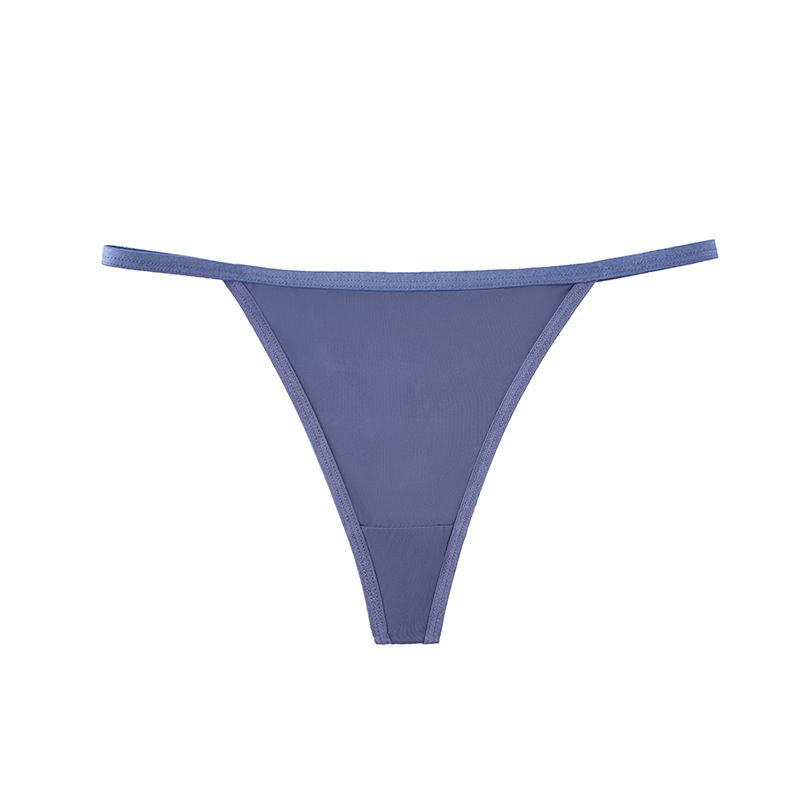 (image for) Women Mid Rise Ultra-Thin Ice Silk Thong Panties Seamless Breathable Butt Lifting Cotton Crotch Sexy Lightweight Everyday Intimates