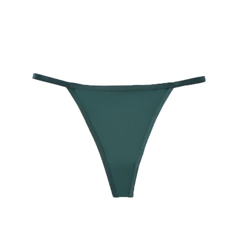 (image for) Women Mid Rise Ultra-Thin Ice Silk Thong Panties Seamless Breathable Butt Lifting Cotton Crotch Sexy Lightweight Everyday Intimates