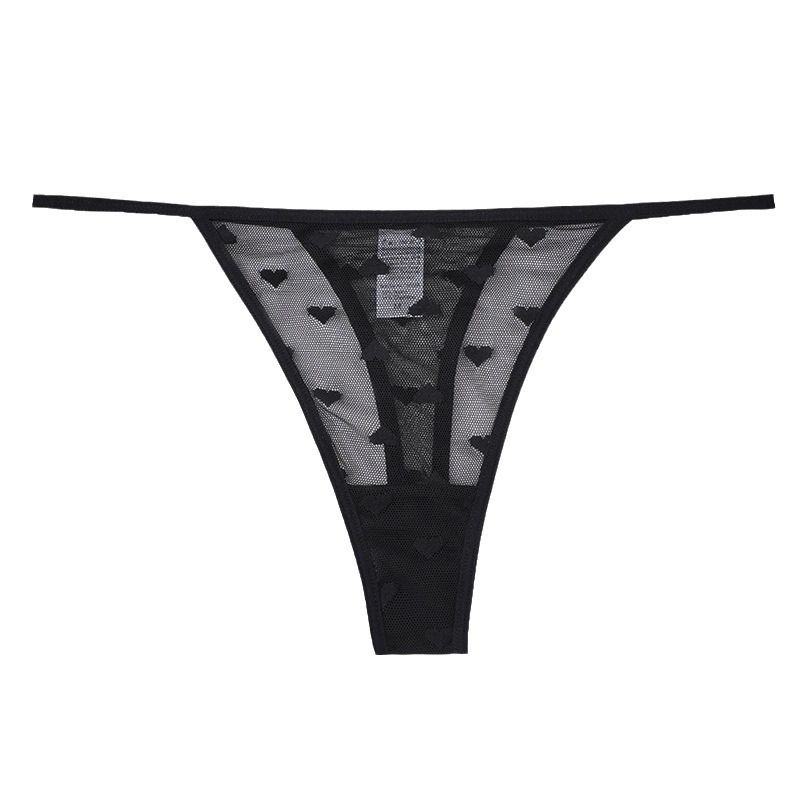 (image for) Women Low Rise Heart Dot Mesh Sheer Thong Panties Sexy See Through Breathable Butt Lifting Seamless Romantic Everyday Intimates