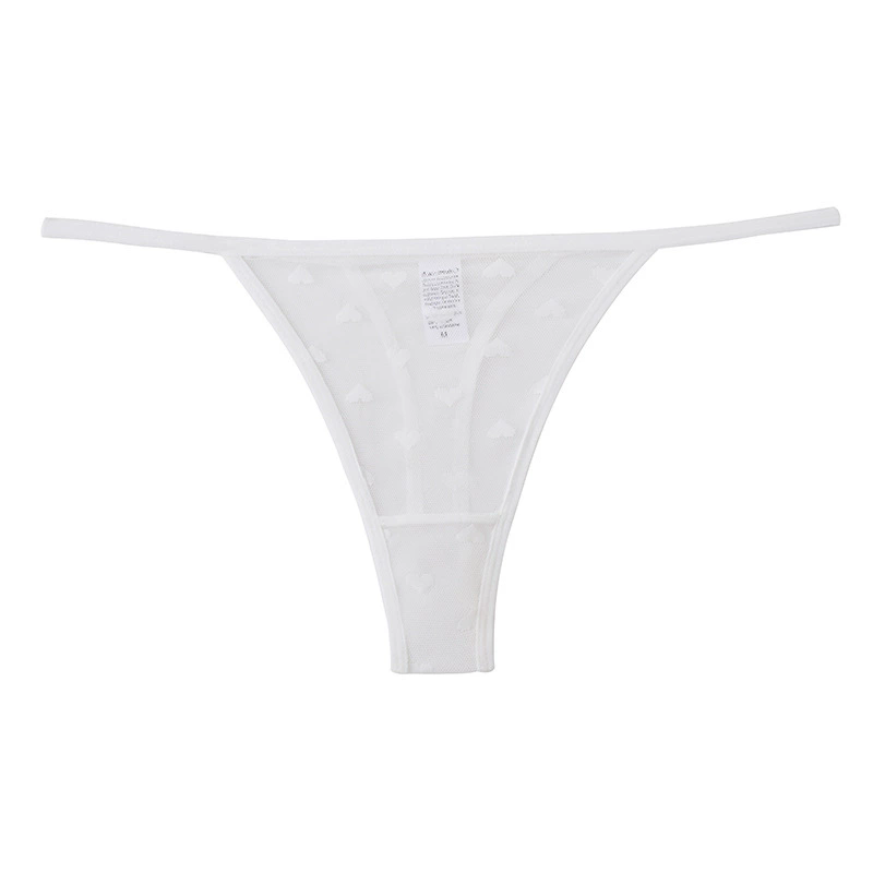 (image for) Women Low Rise Heart Dot Mesh Sheer Thong Panties Sexy See Through Breathable Butt Lifting Seamless Romantic Everyday Intimates