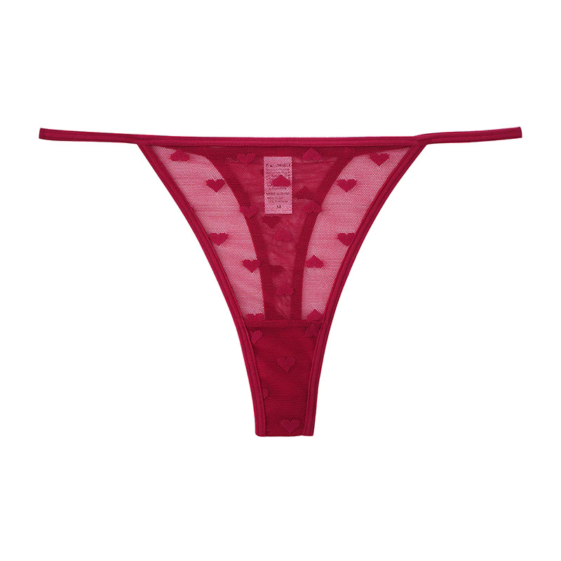 (image for) Women Low Rise Heart Dot Mesh Sheer Thong Panties Sexy See Through Breathable Butt Lifting Seamless Romantic Everyday Intimates