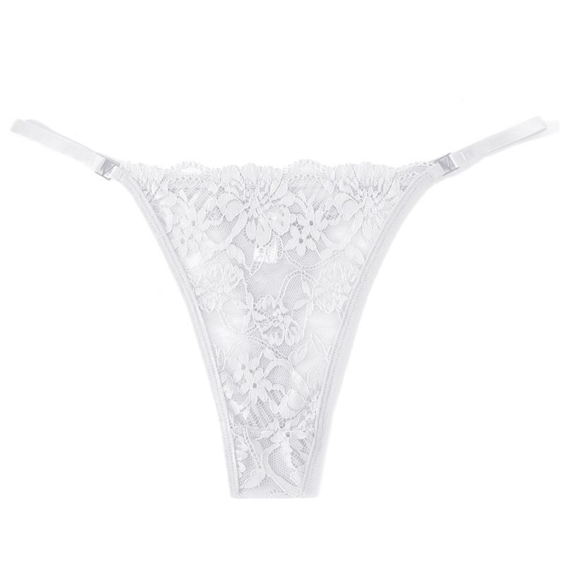(image for) Women Floral Embroidered Lace Thong Panties Low Rise Breathable Sexy No-Show Intimates