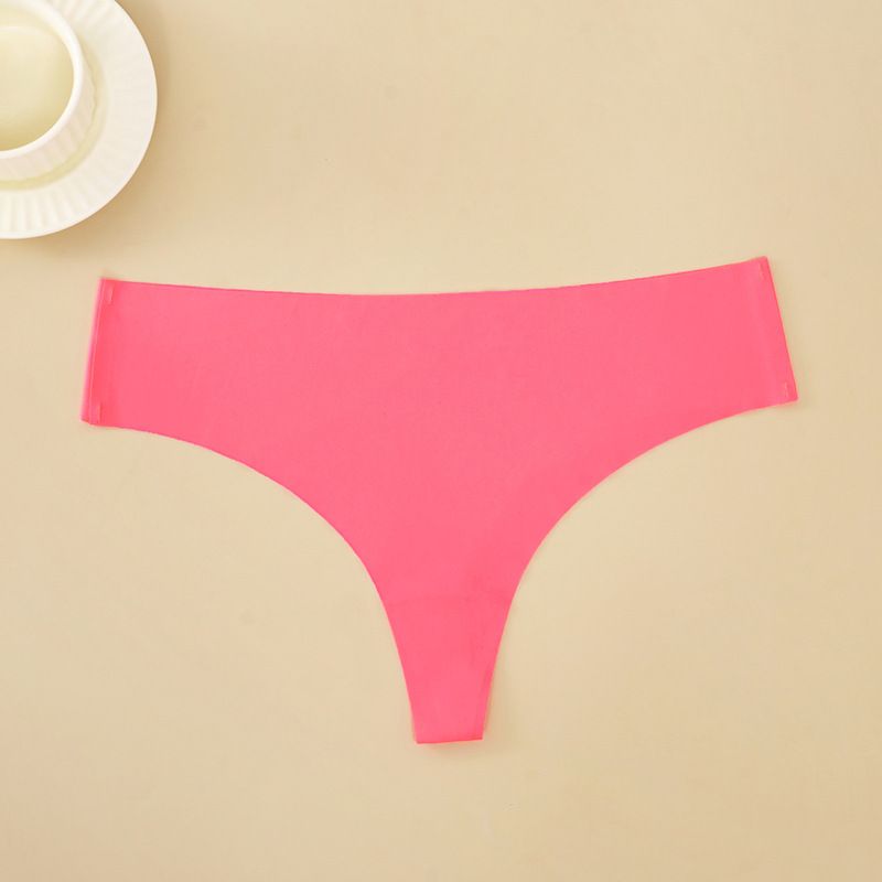 (image for) Women Low Rise One-Piece Seamless Ice Silk Thong Panties Cotton Crotch Breathable Sport Sexy No-Show Everyday Intimates