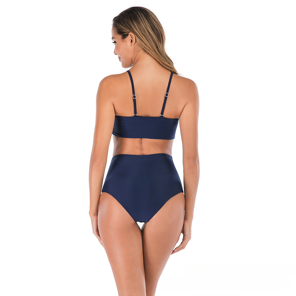 New women's split sexy multi-color bikini striped color blocked high waisted swimsuit