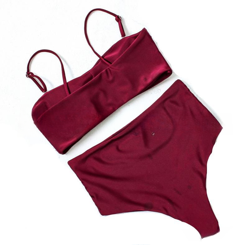 New women's split sexy multi-color bikini striped color blocked high waisted swimsuit