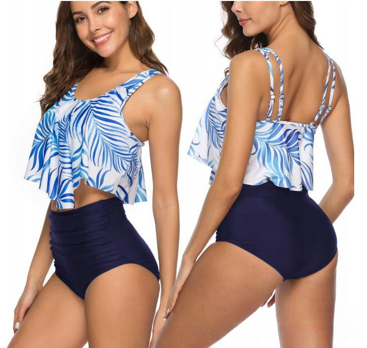 New ruffled split bikini multicolor swimsuit