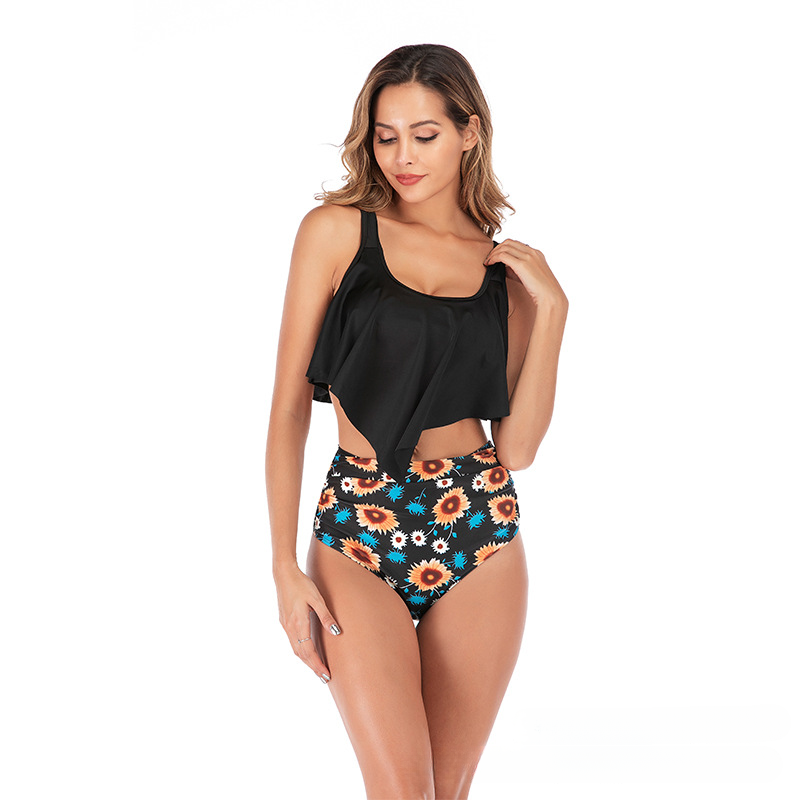 New ruffled split bikini multicolor swimsuit