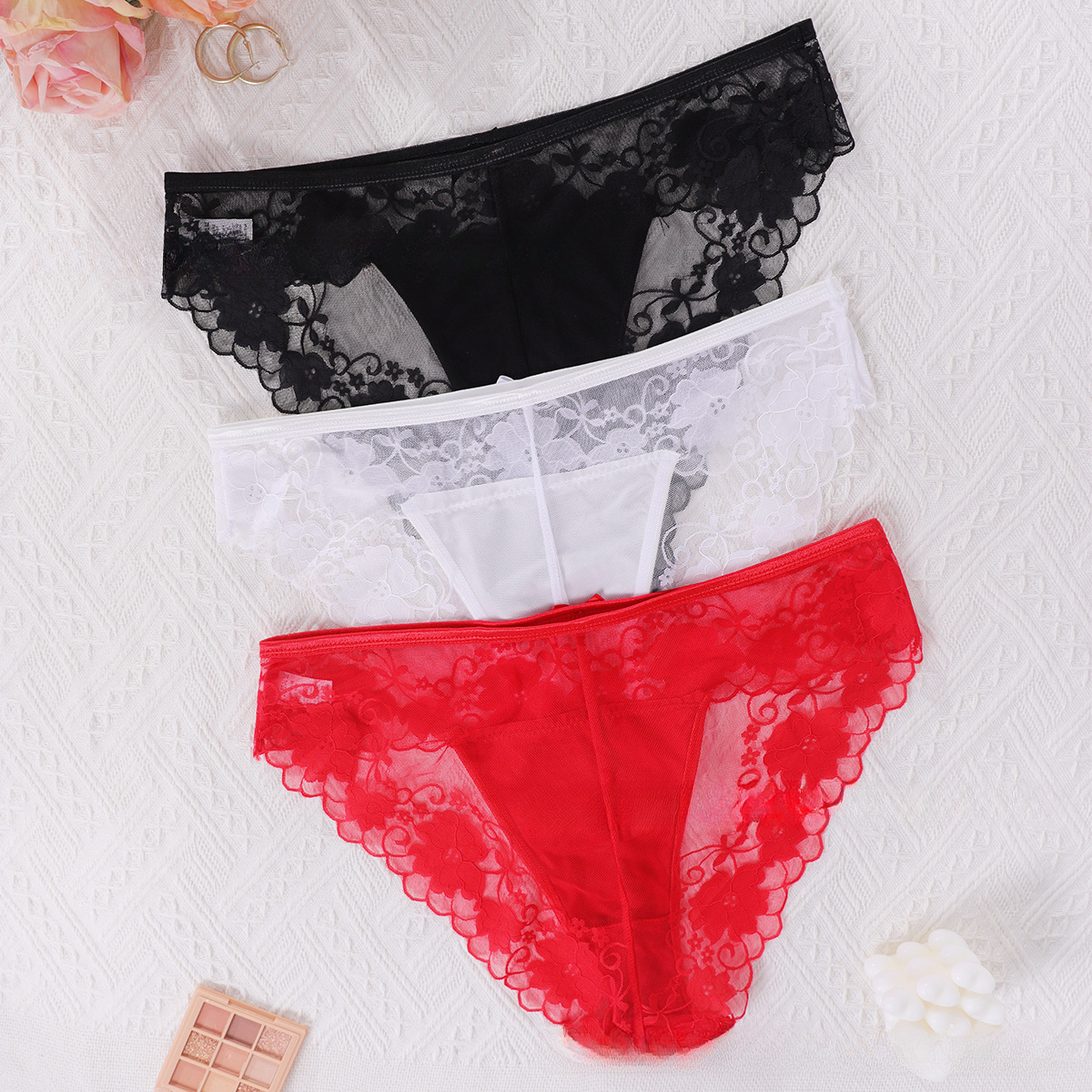 New sexy lace see-through thin mesh low-waisted seductive hot women's underwear