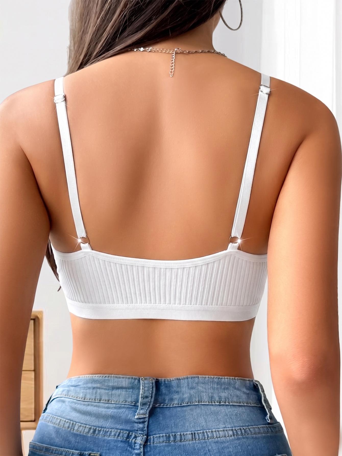(image for) Women's French Style Ultra-Thin Sheer Lace Bralette 3/4 Cup Bust Minimizing Wireless Low Neck Sexy Pure Allure Lingerie