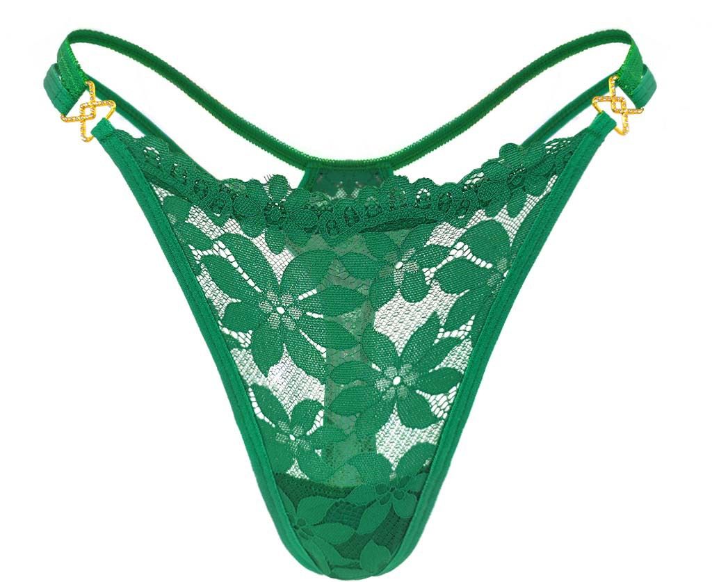 (image for) Women's Floral Lace Low Rise Thong with Metal Ring Detail Breathable Cotton Gusset Seamless Comfort Everyday Intimate Panty