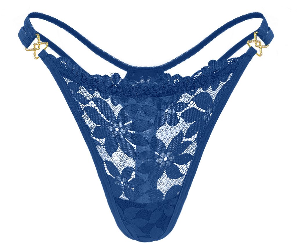 (image for) Women's Floral Lace Low Rise Thong with Metal Ring Detail Breathable Cotton Gusset Seamless Comfort Everyday Intimate Panty